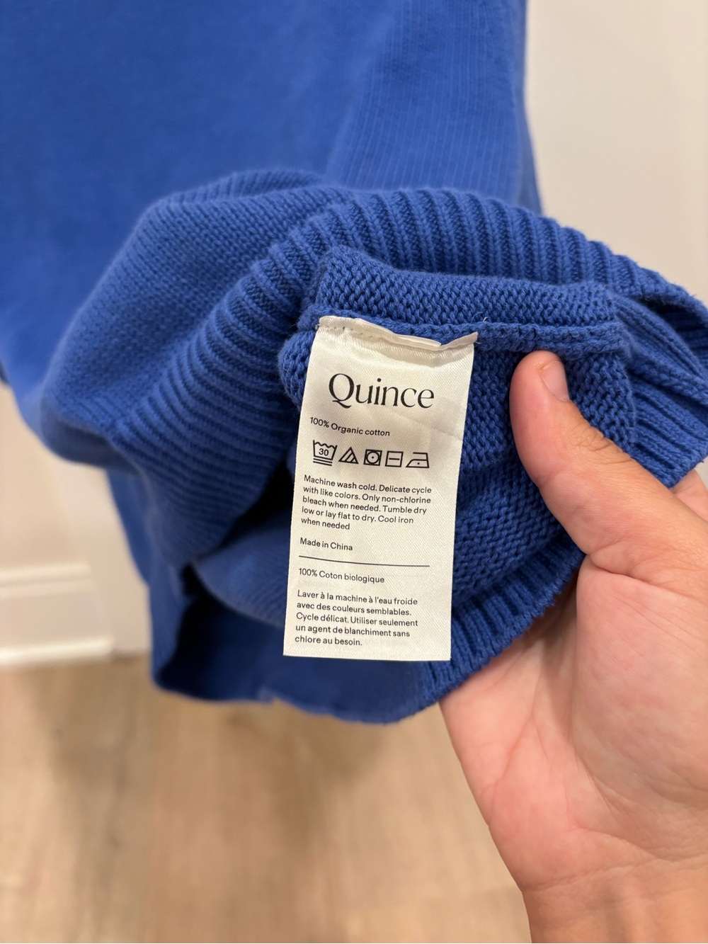 Quince 100% Cotton Sweater Tee in Sapphire Blue Size Medium - Picture 4 of 9